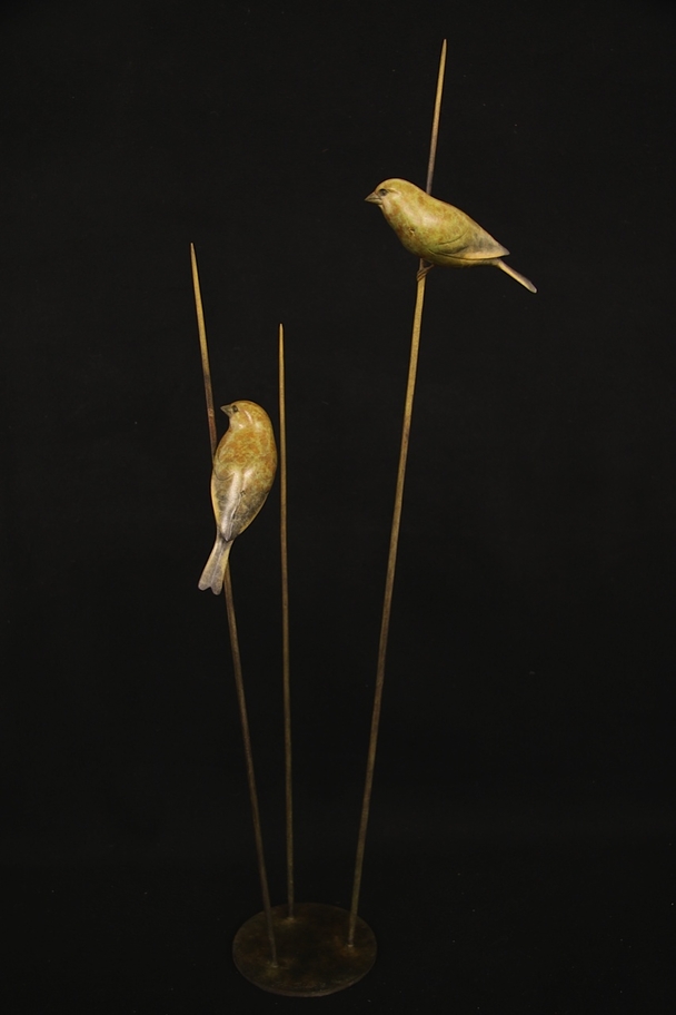 British Sculptor ADAM BINDER - Pair of Greenfinches (Edition 11/24) 