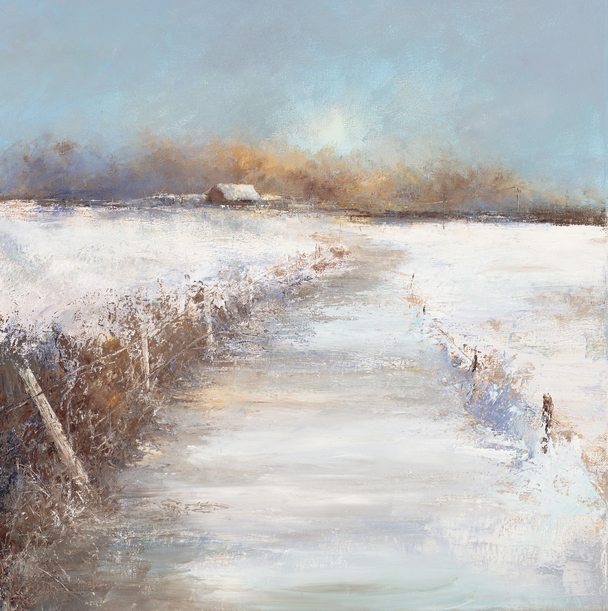 AMANDA HOSKIN - snow covers the rugged landscape of the moors