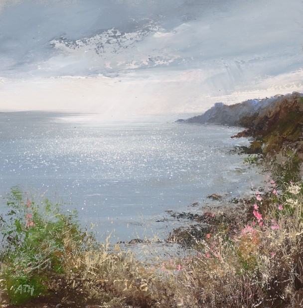 AMANDA HOSKIN - light in the bay looking towards st catherine's castle fowey 