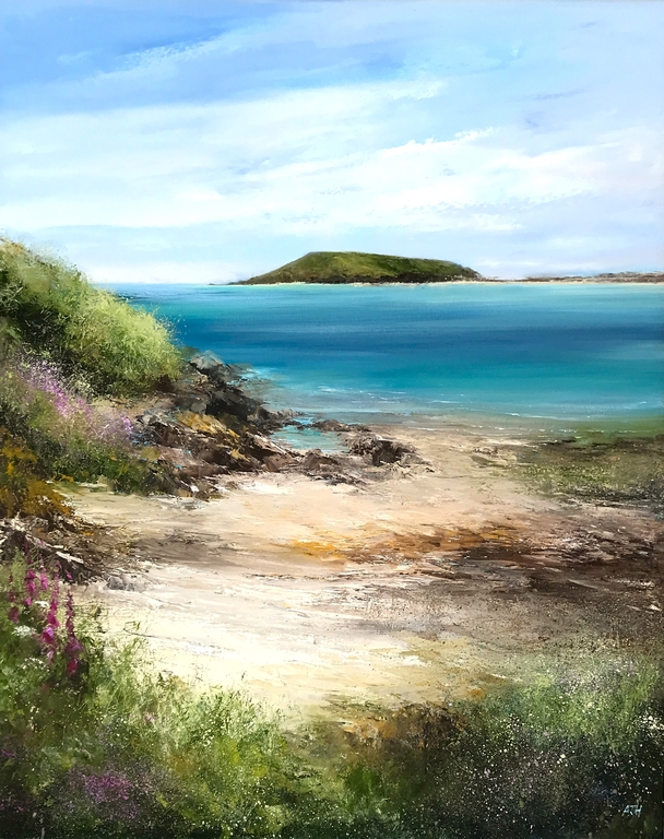 AMANDA HOSKIN - foxgloves on the path down to the beach, tresco