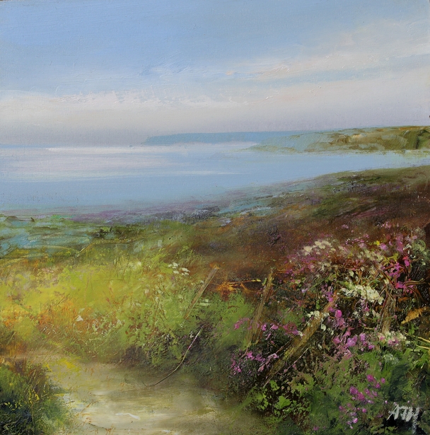 AMANDA HOSKIN - summer path across the fields to the dodman, cornwall