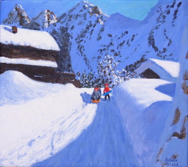 ANDREW MACARA  - three tobogganers, la clusaz
