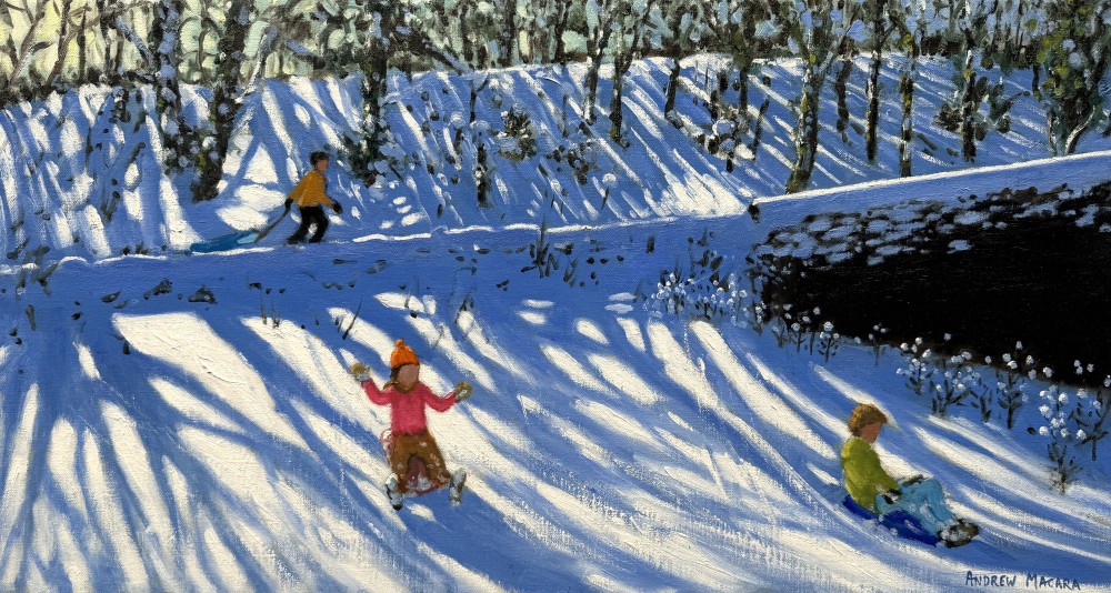 Three Children Sledging, Derbyshire