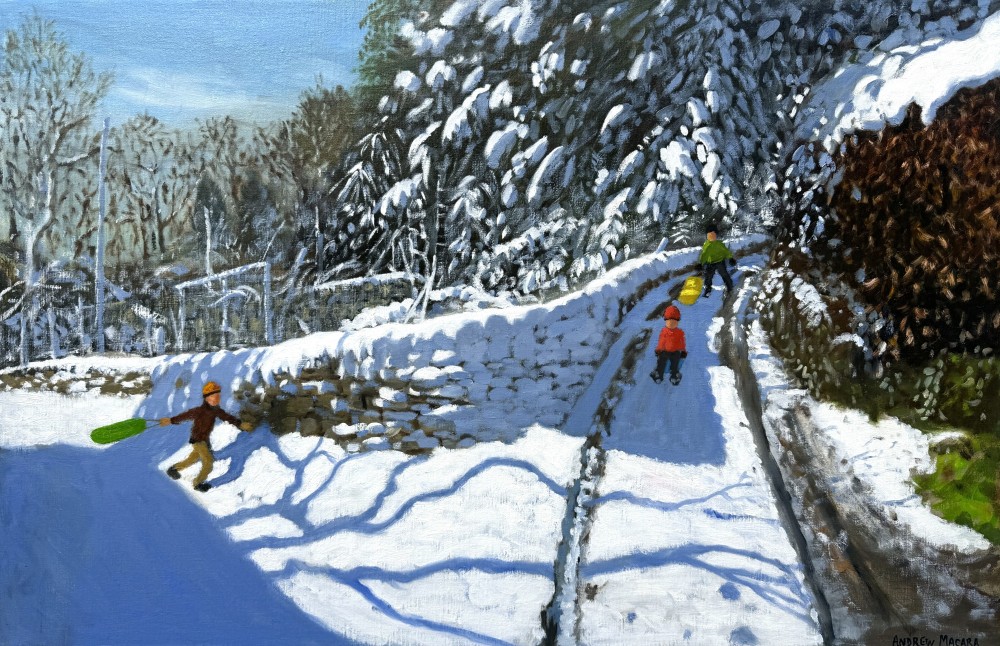 Andrew Macara - three sledgers, country lane, derbyshire
