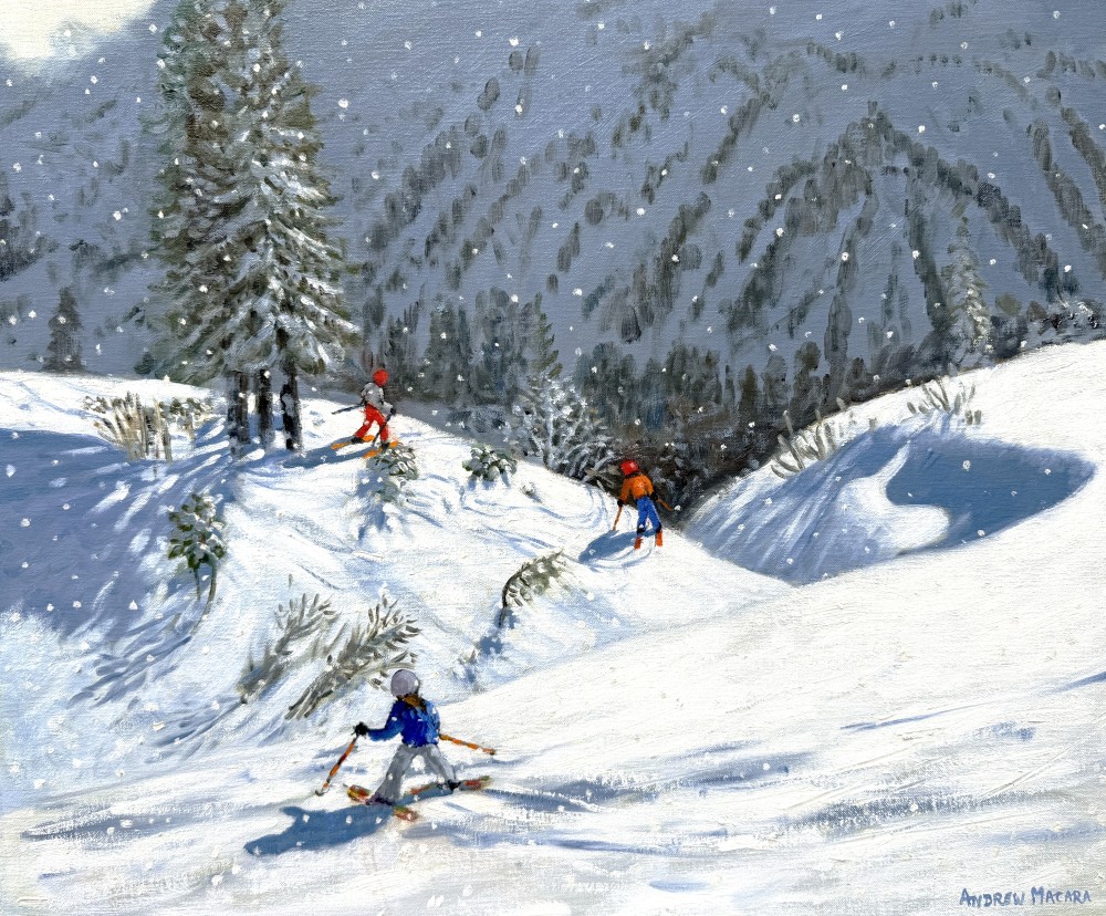 Three Skiers, Kitzbuhel, Austria