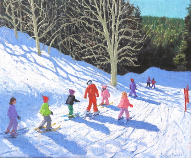 British Print Artist ANDREW MACARA - Ski School