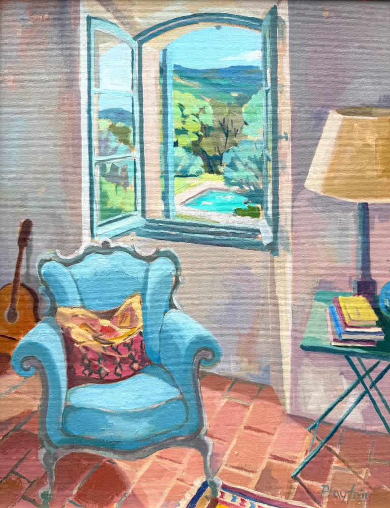 British Artist ANNABEL PLAYFAIR - The Blue Chair, Provence