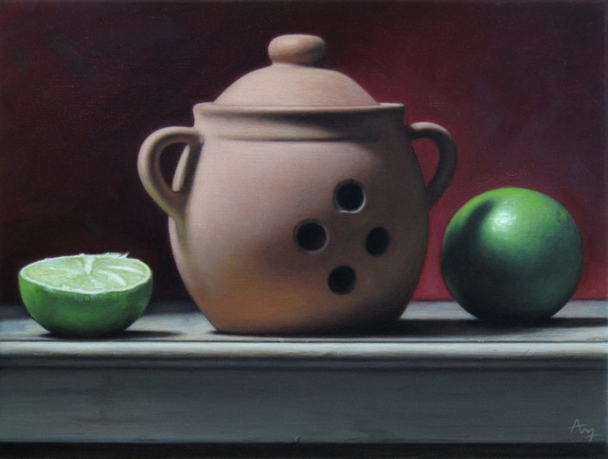Still Life with Clay Vase and Limes