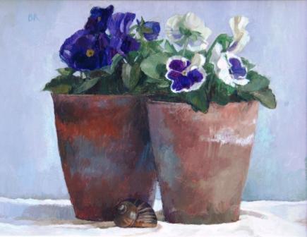 Pansies and a Snail's Shell