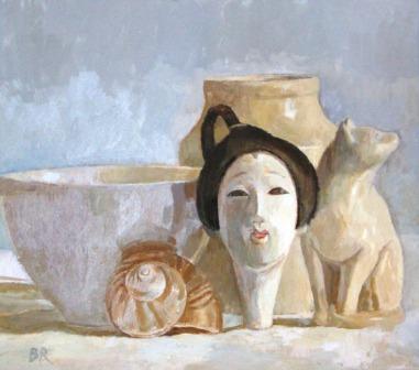 BARBARA RICHARDSON - still life with japanese dolls head