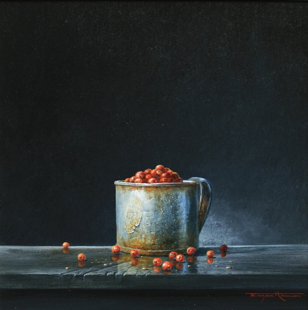 BRYAN HANLON - tin mug and redcurrants
