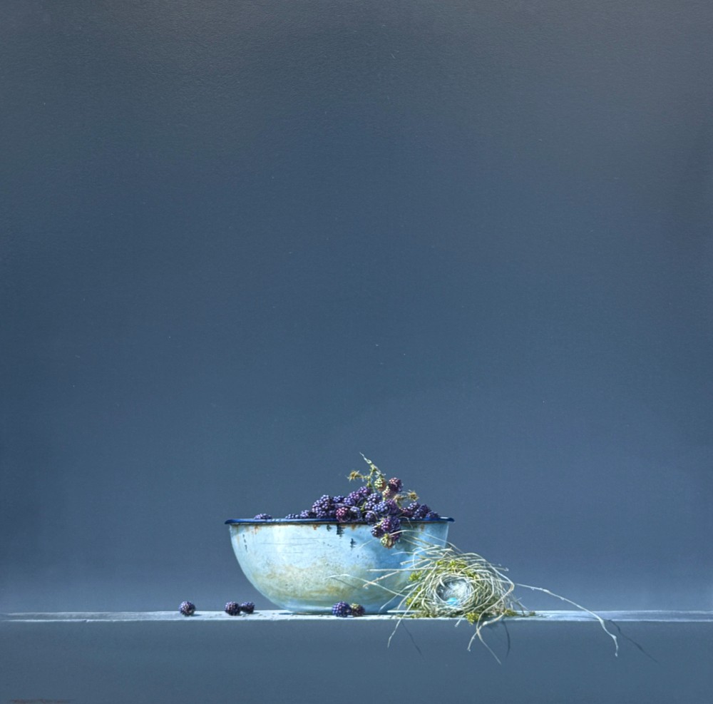 British Artist BRYAN HANLON - Blackberries and Dunnocks Nest