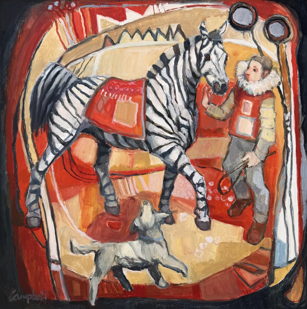 Catriona Campbell - striped horse, clown and dog