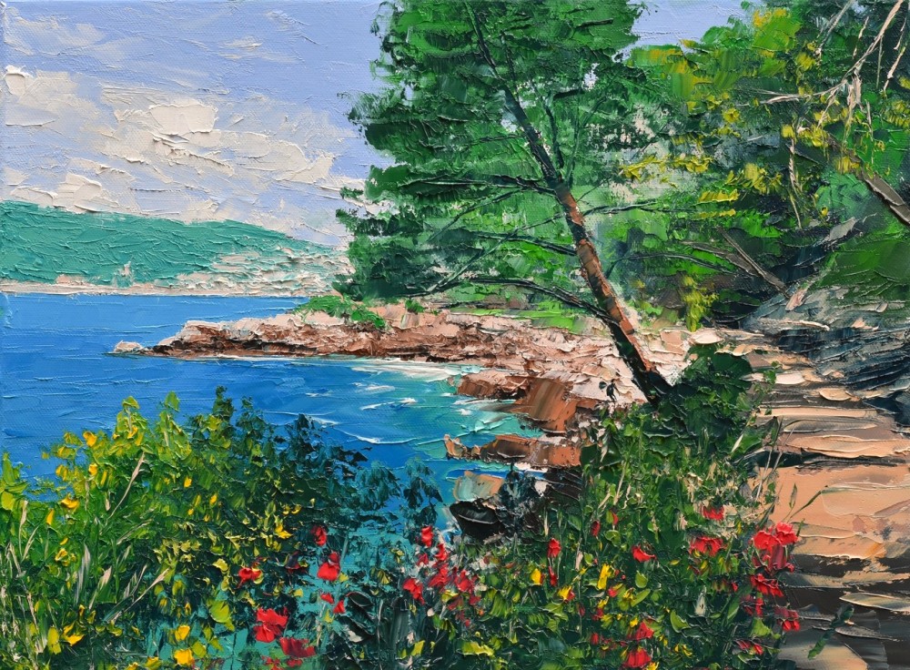 British Artist Colin Carruthers - Leaning Pine, Cote d'Azur