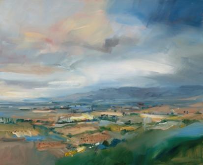 DAVID ATKINS - view across the fields and vineyards, rioja