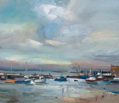 DAVID ATKINS - boats in harbour, lyme regis