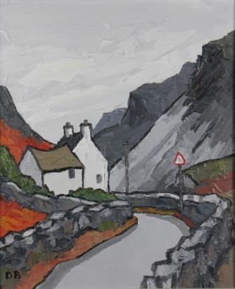 DAVID BARNES - cottage and dark mountains