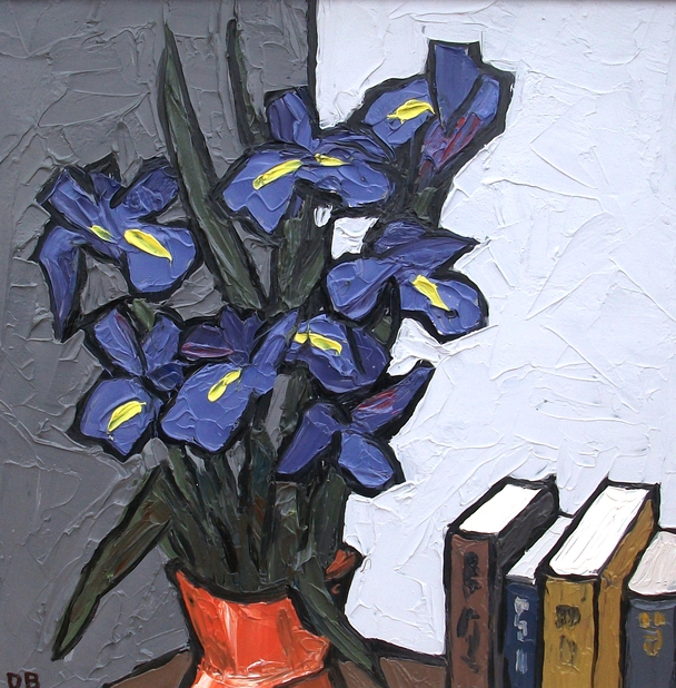 DAVID BARNES - irises and books