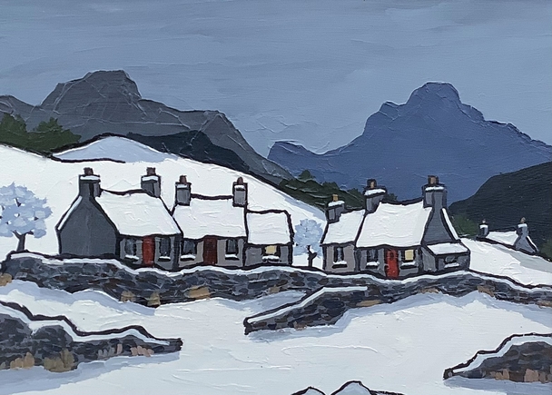 DAVID BARNES - snowdonian hamlet in winter