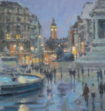 DAVID FARREN - evening lights, trafalgar square