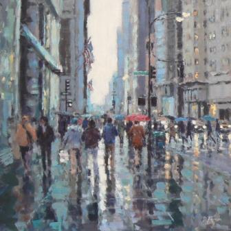 DAVID FARREN - rainy day shoppers, manhattan