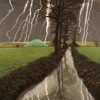 David Inshaw - storm over silbury hill