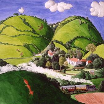 FRANCIS FARMAR - steam train and fox, dart valley