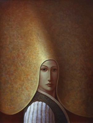 Woman with Striped Sleeve