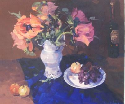 Pink Poppies and Fruits