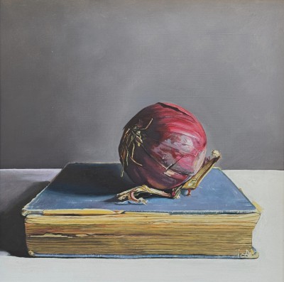 JANE CRUICKSHANK - red onion on book