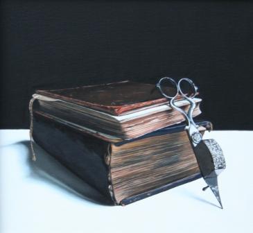 JANE CRUICKSHANK - old books with candle snuffer