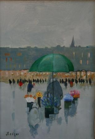 JANET LEDGER - flower seller with dog