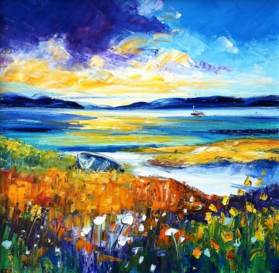 JEAN FEENEY - evening, trawler passing taransay