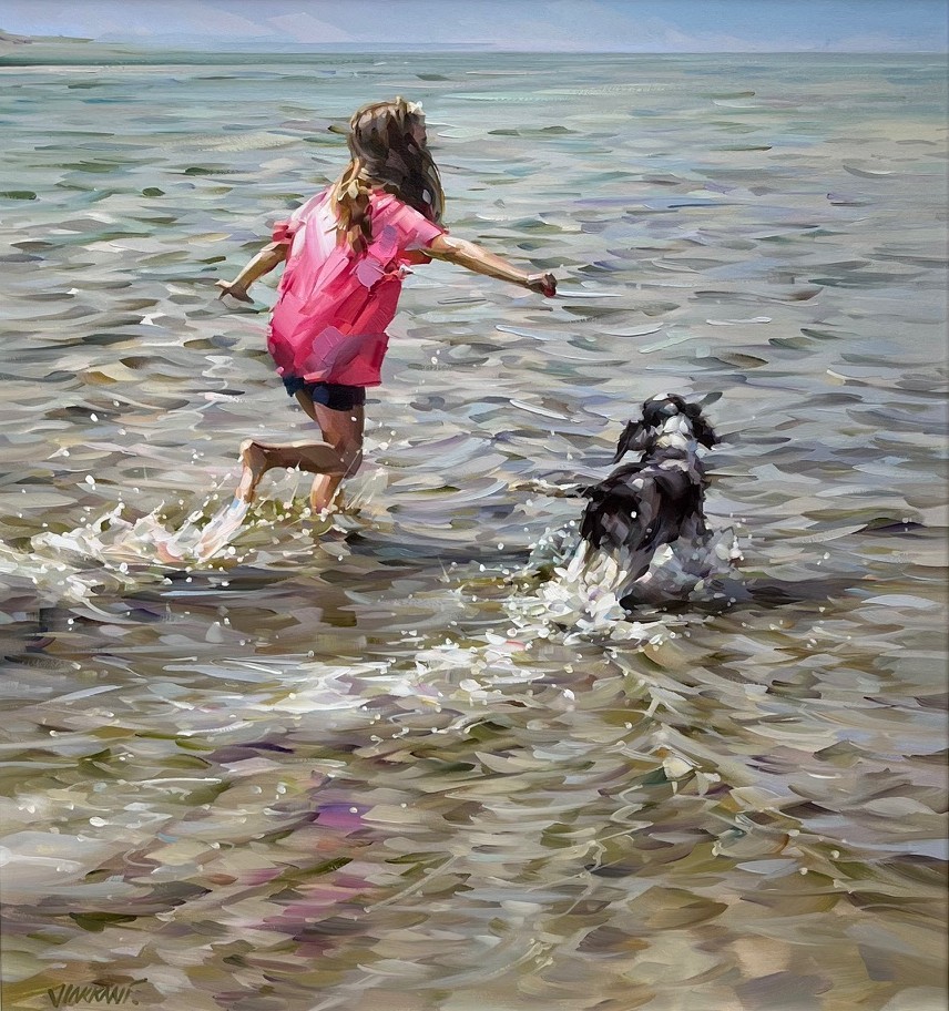 British Artist Jim Farrant - Running in the Shallows