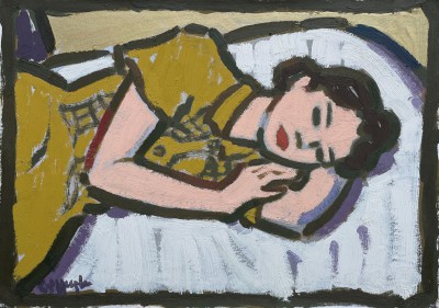 JOAN GILLESPIE - study for girl in gold dress