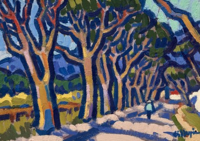 JOAN GILLESPIE - tree lined road, mallorca