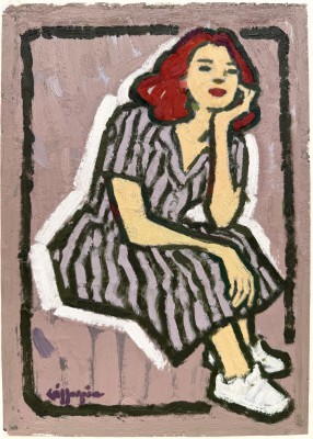 JOAN GILLESPIE - model in a stripey dress