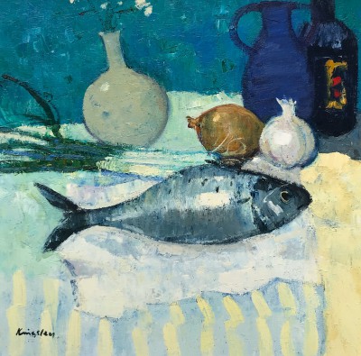 JOHN KINGSLEY - still life with fish and garlic