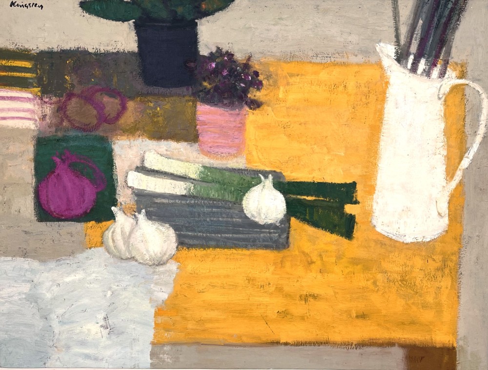 Scottish Artist JOHN KINGSLEY - Still Life on a Yellow Cloth
