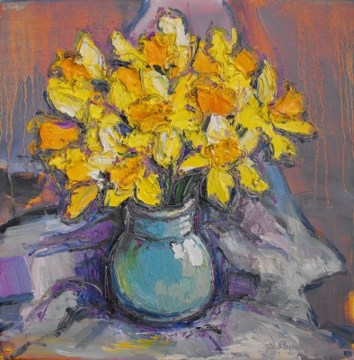 JUDITH BRIDGLAND - daffodils in govancroft vase