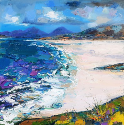 JUDITH BRIDGLAND - waves breaking on seilebost beach, harris