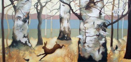 Barn Owl and Birches