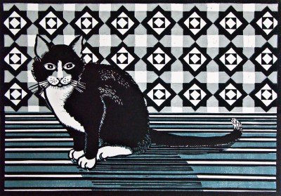 LINDA RICHARDSON - cat and screen - grey