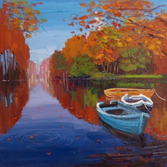LYNN RODGIE - autumn leaves on loch tay