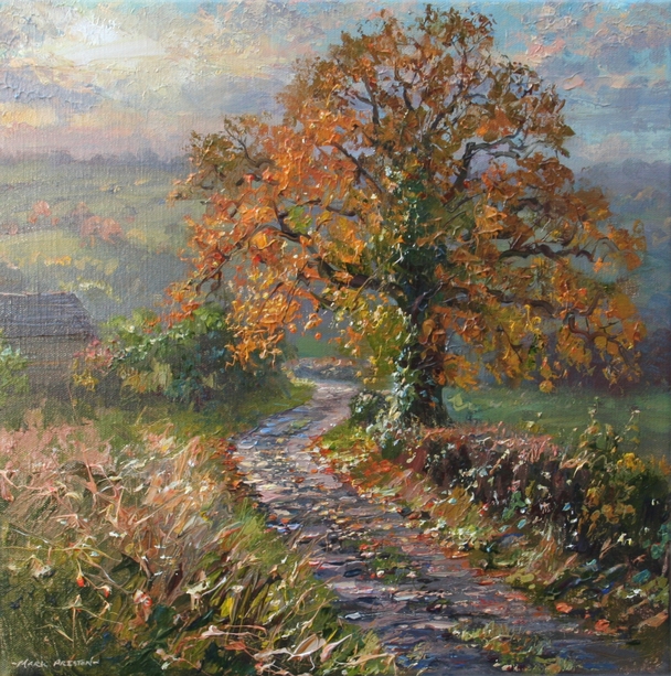 Mark Preston - autumn sunlight, rookery farm lane