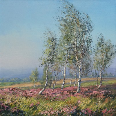 MARK PRESTON - silver birches and heather, froggatt edge