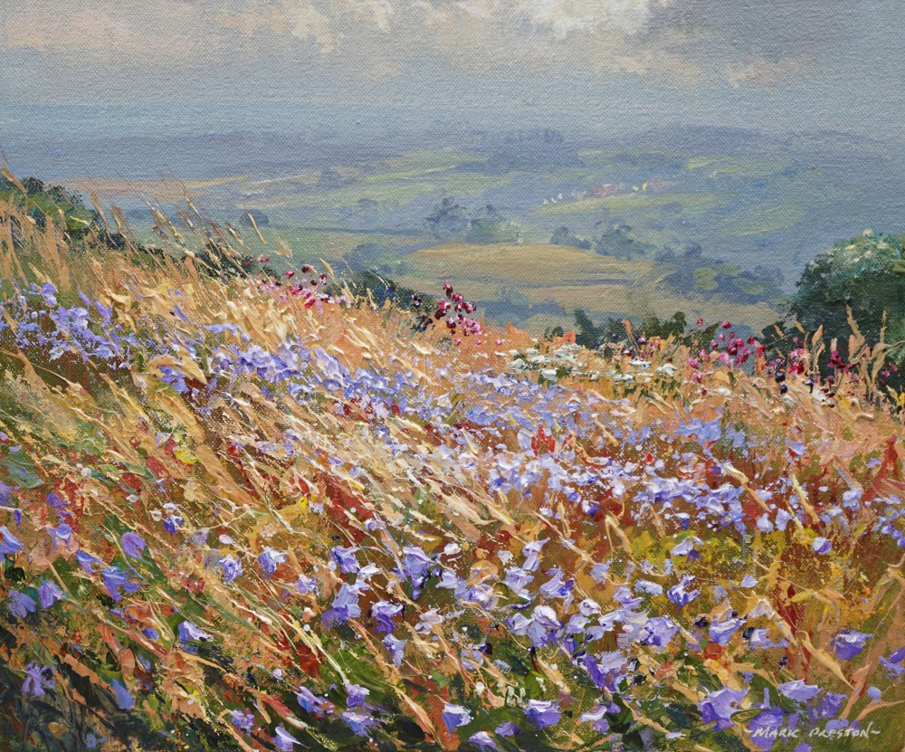 British Artist MARK PRESTON - Harebell Meadow, Ashleyhey
