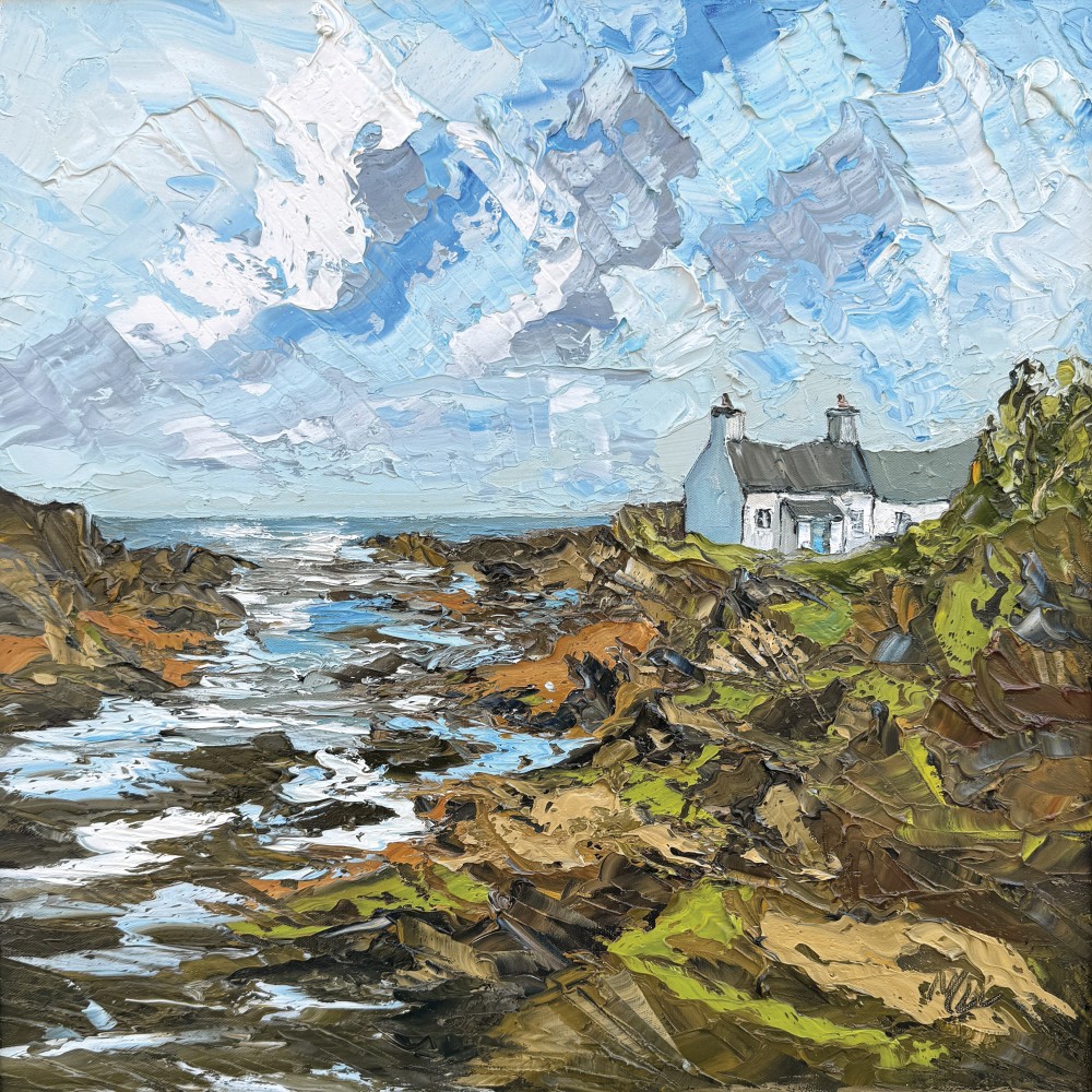 British Artist MARTIN LLEWELLYN - Cottages, St Bride's Bay