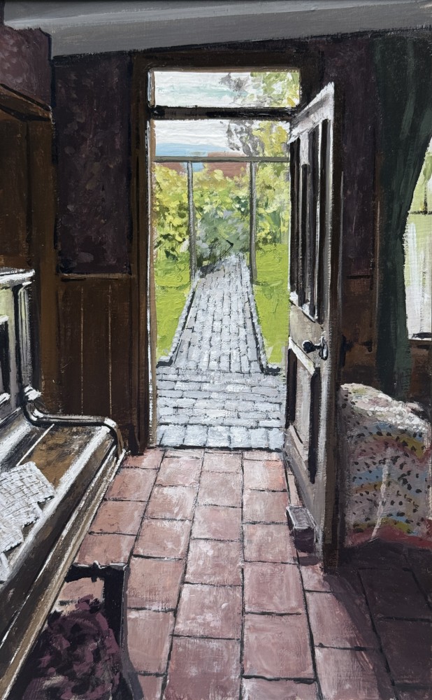 British Artist MATTHEW WOOD - The Crooked House, View to the Garden