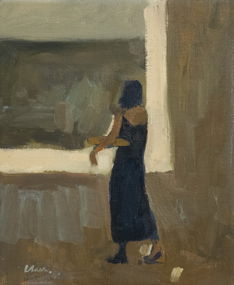 Scottish Artist MICHAEL CLARK - Woman with a Baguette